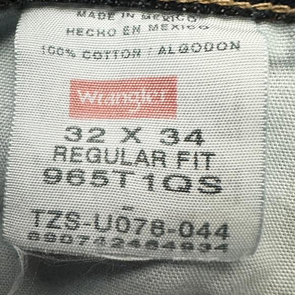 Wrangler Regular Fit Jeans Mens 32x34 Dark Wash Excellent 965T1QS Straight Leg - Picture 6 of 11